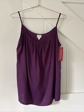 Merona Violet Pleated Spaghetti Strap Cami Tank Top Blouse Size Small Adjustable